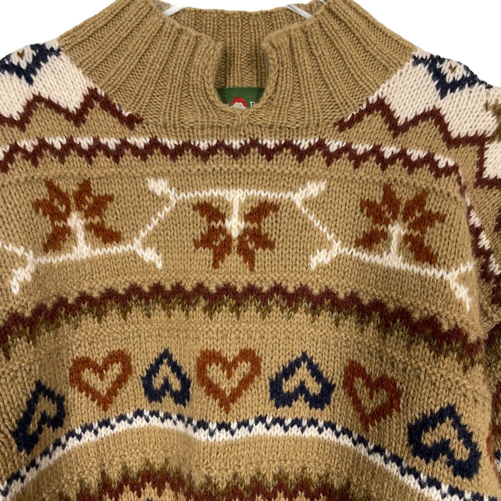 Vintage Wool Fair Isle Heart Nordic Pullover Sweater Medium Tank Cabin Gorpcore - Picture 3 of 5